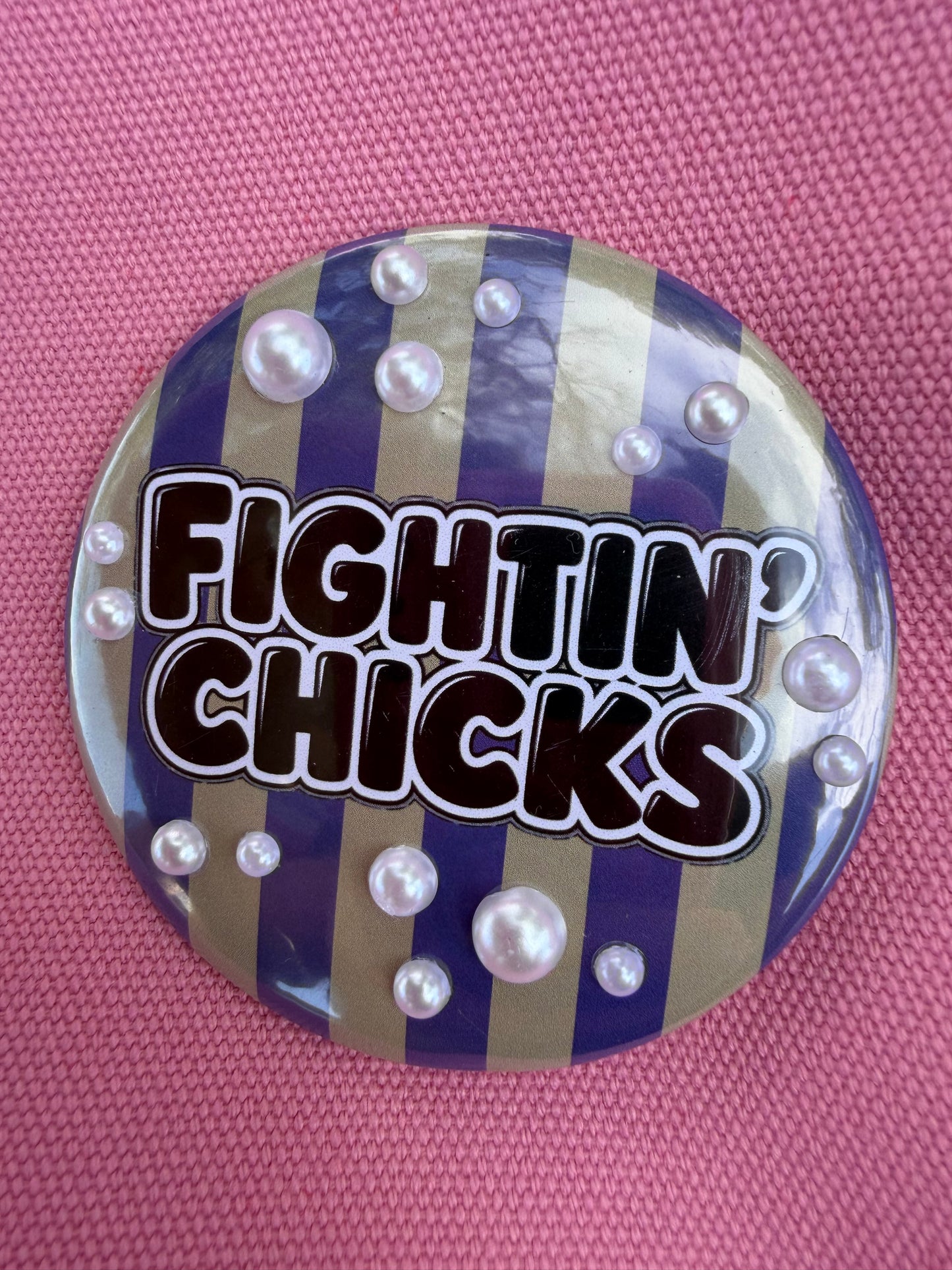 3" Stripe Fightin' Chick Button