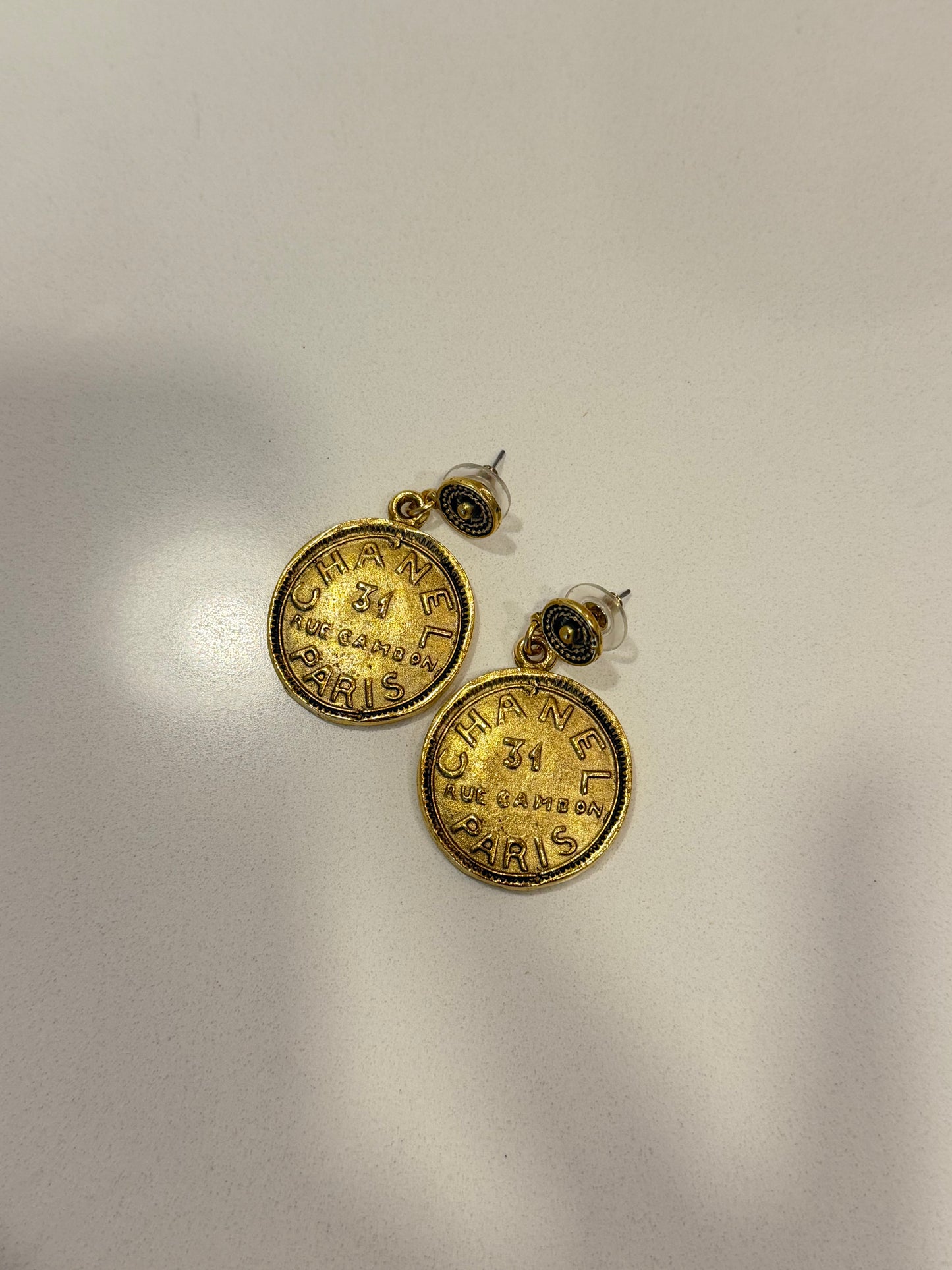 Gold Chanel Paris Earrings