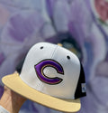 White & Gold Flat Bill Hat