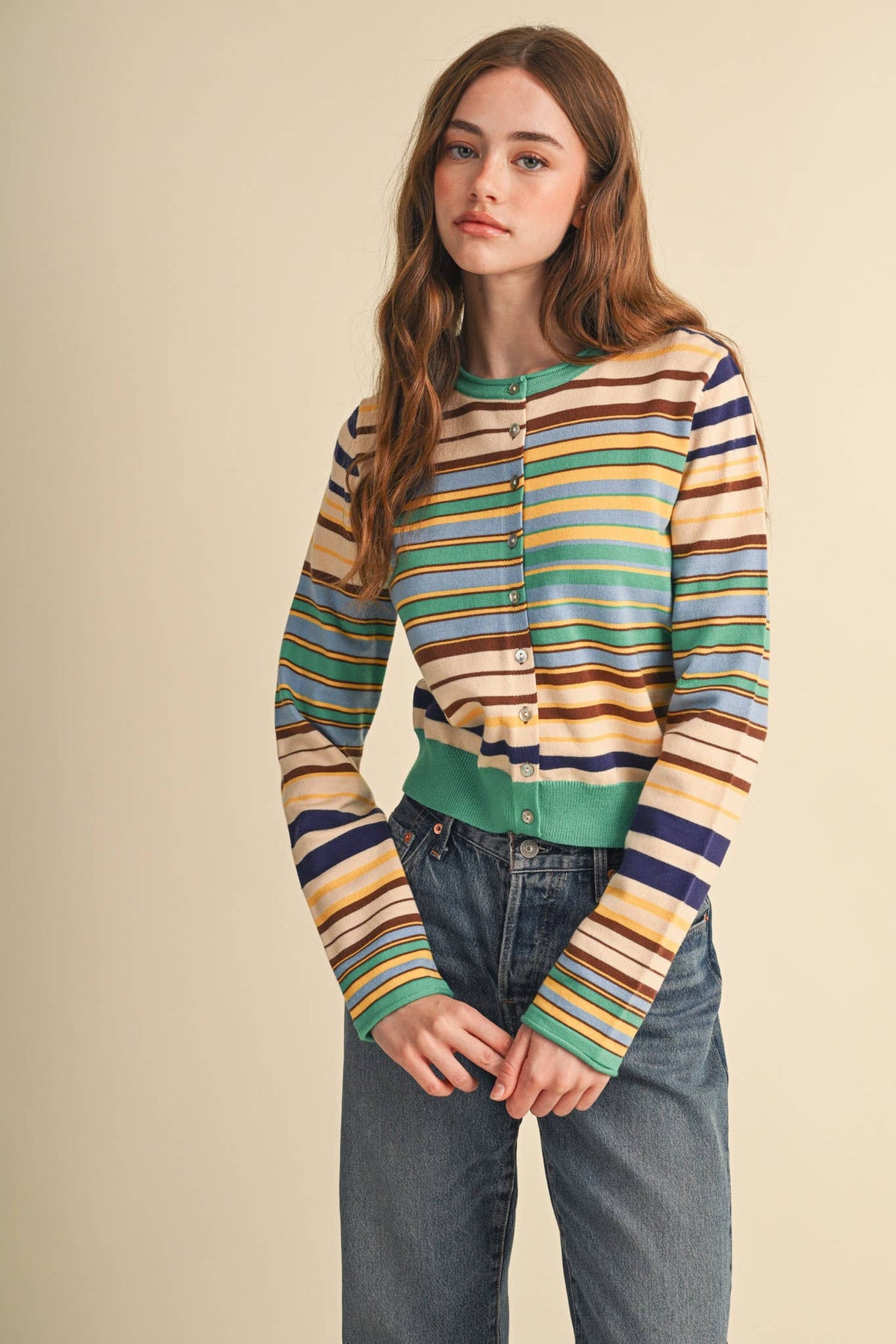 MUTLI-COLOR STRIPED SWEATER CARDIGAN MSW11313