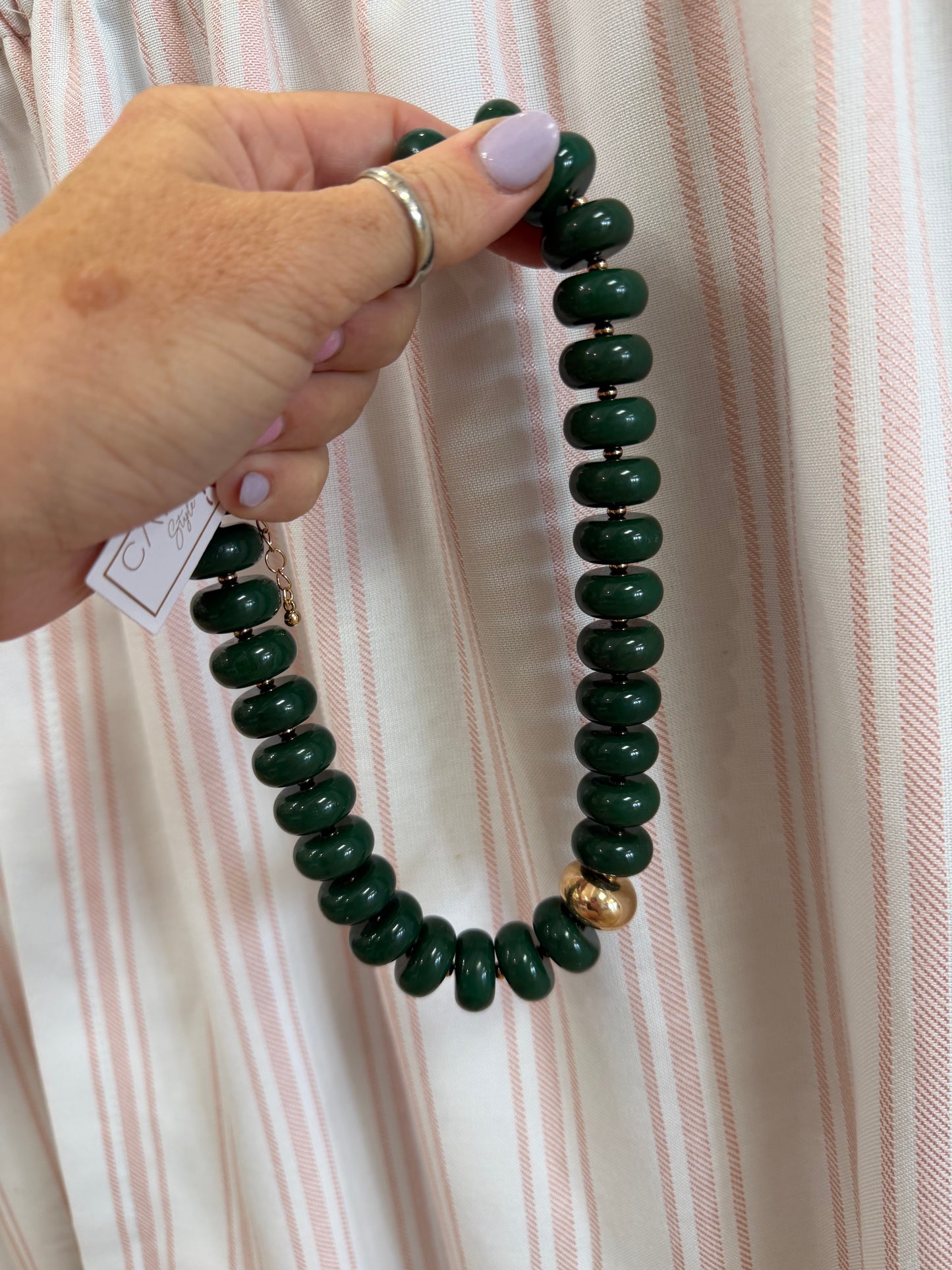 Green and Gold Beaded Necklace