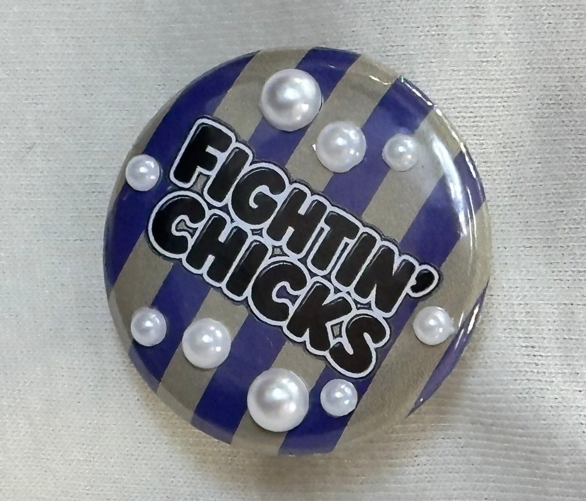 1.25" Stripe Fightin' Chicks w/Pearls