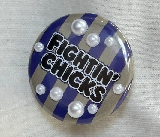 1.25" Stripe Fightin' Chicks w/Pearls
