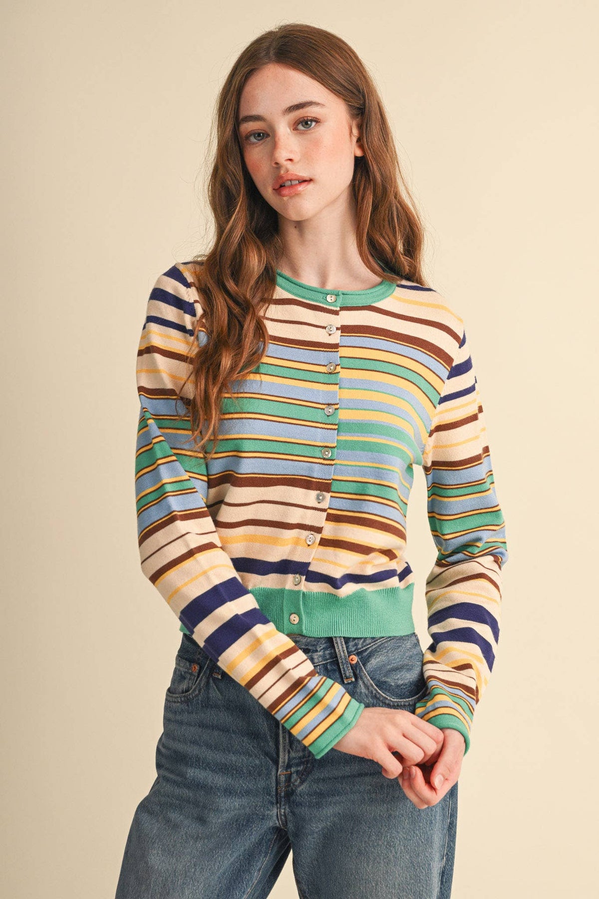 MUTLI-COLOR STRIPED SWEATER CARDIGAN MSW11313