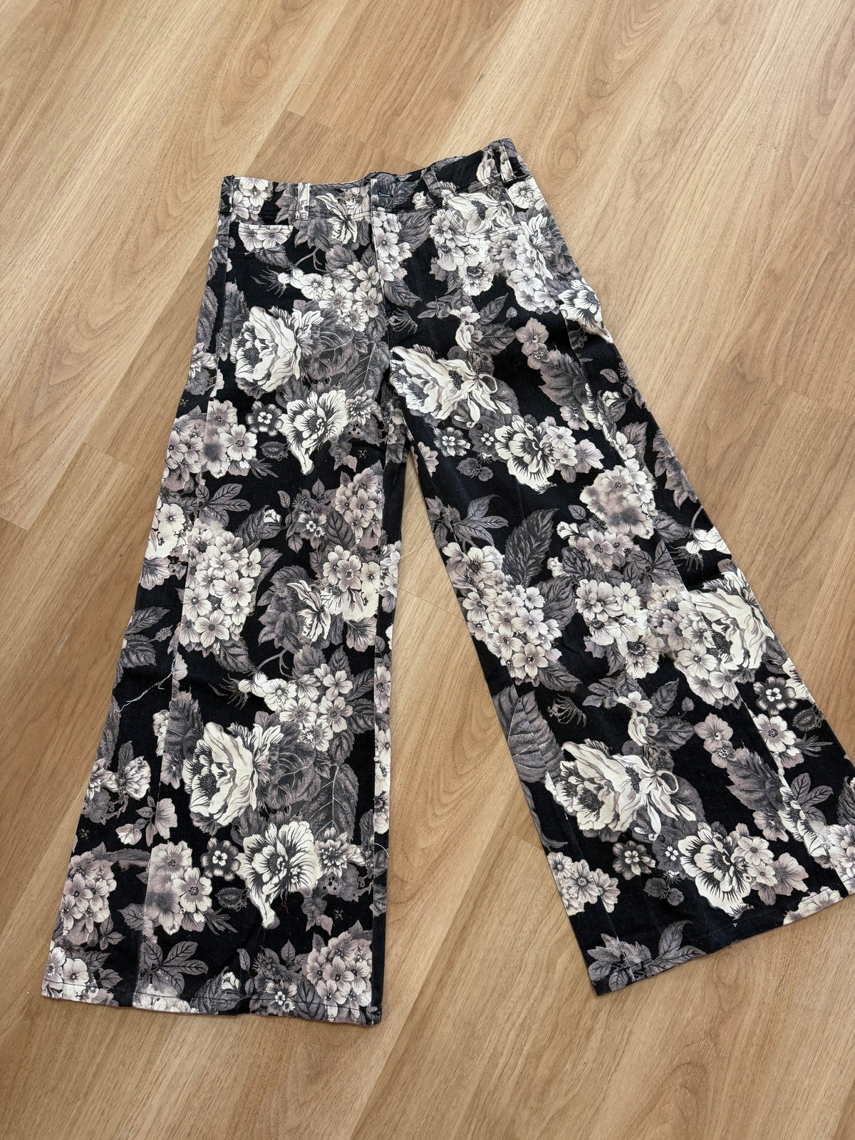 Black Floral Jeans
