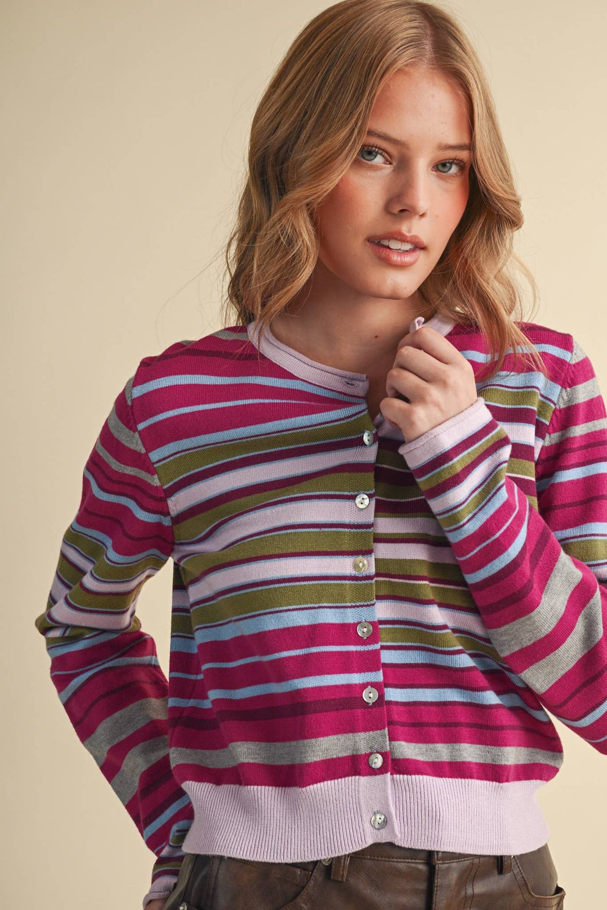 MUTLI-COLOR STRIPED SWEATER CARDIGAN MSW11313