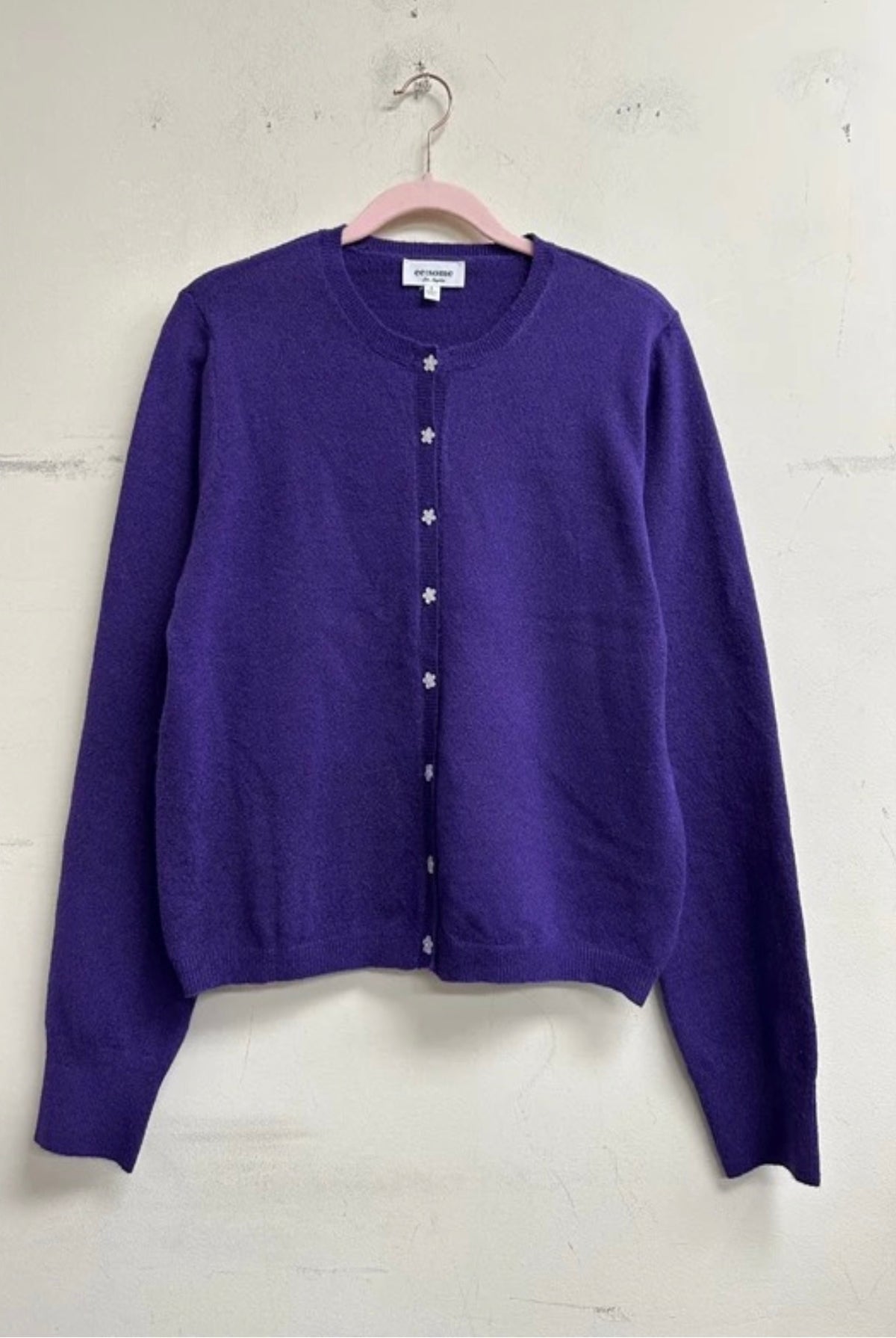 Purple Cardigan Floral Buttons