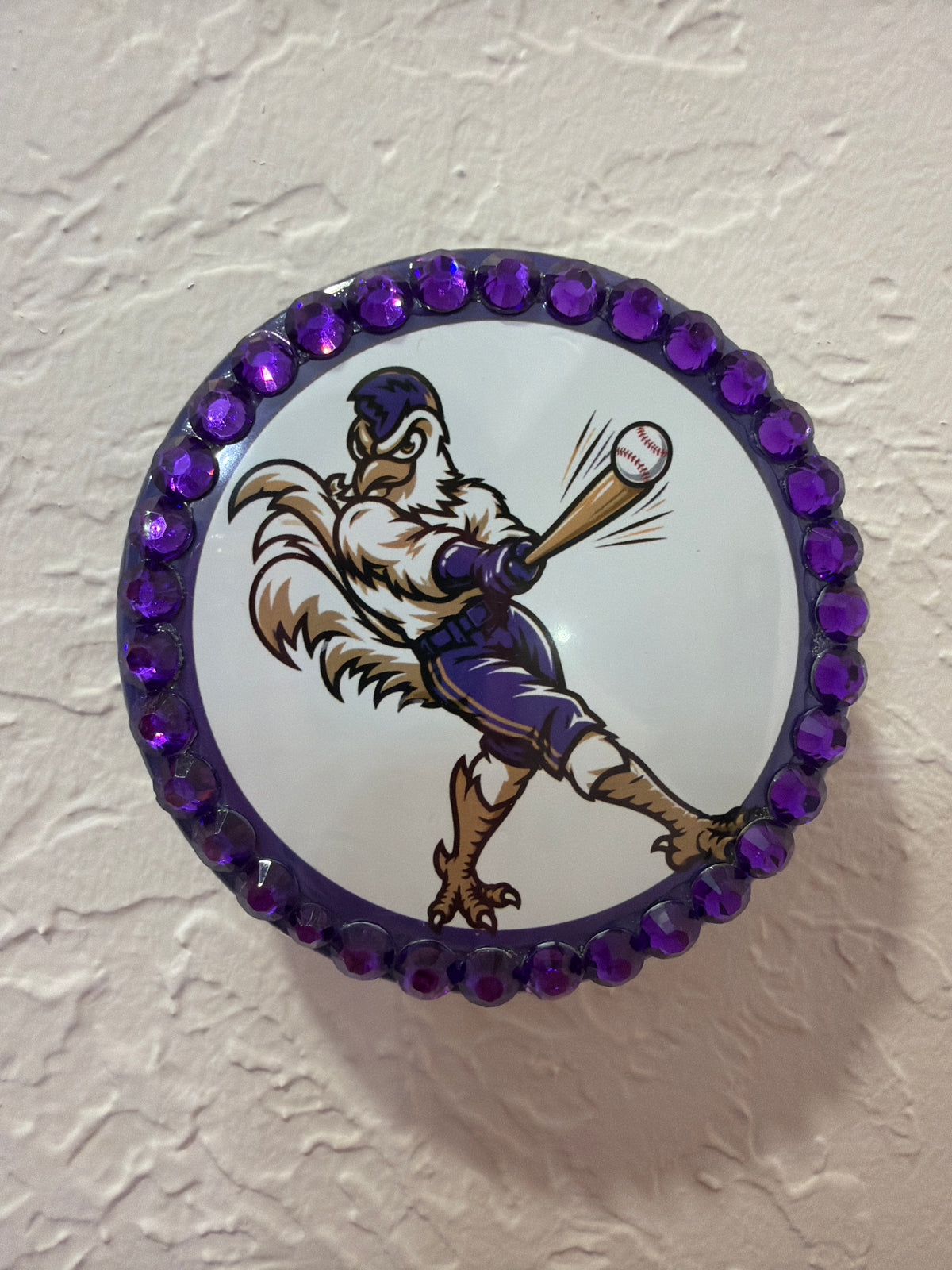 Chickasha Baseball w/ Purple Stones Button