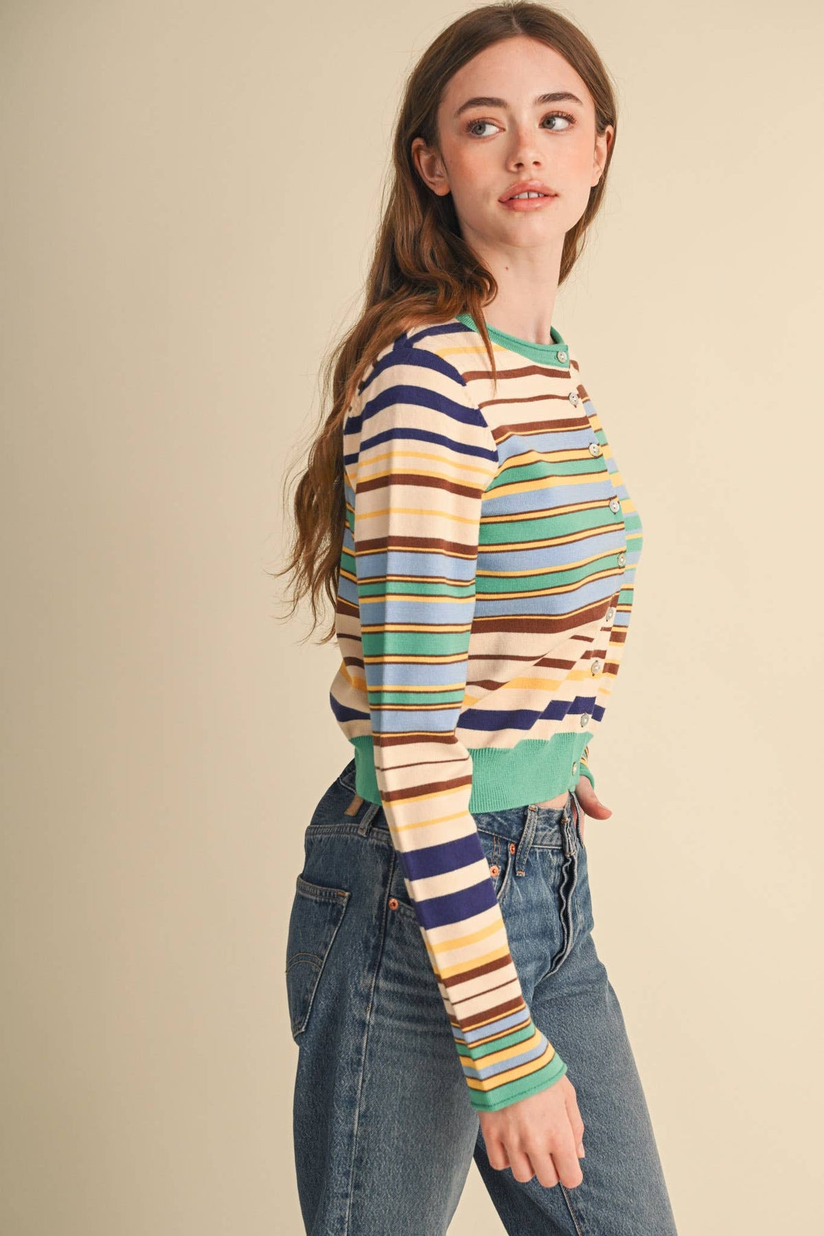 MUTLI-COLOR STRIPED SWEATER CARDIGAN MSW11313