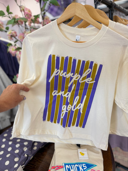 Purple and Gold Strip Tee