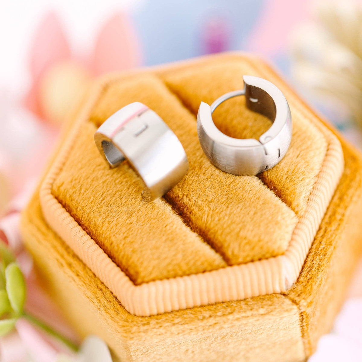 Chunky Brushed Silver Huggies