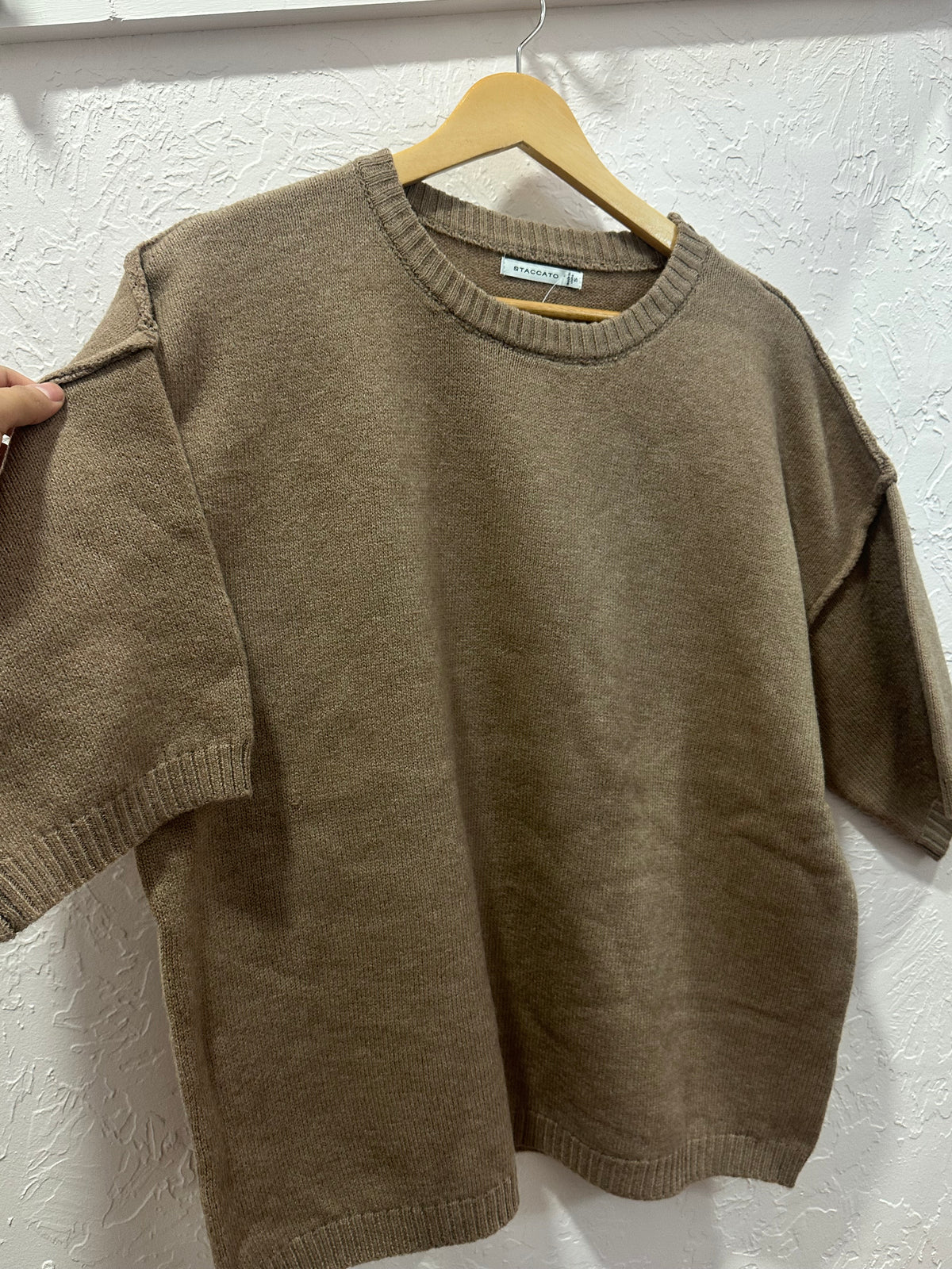 Mocha Raw Edge Sweater