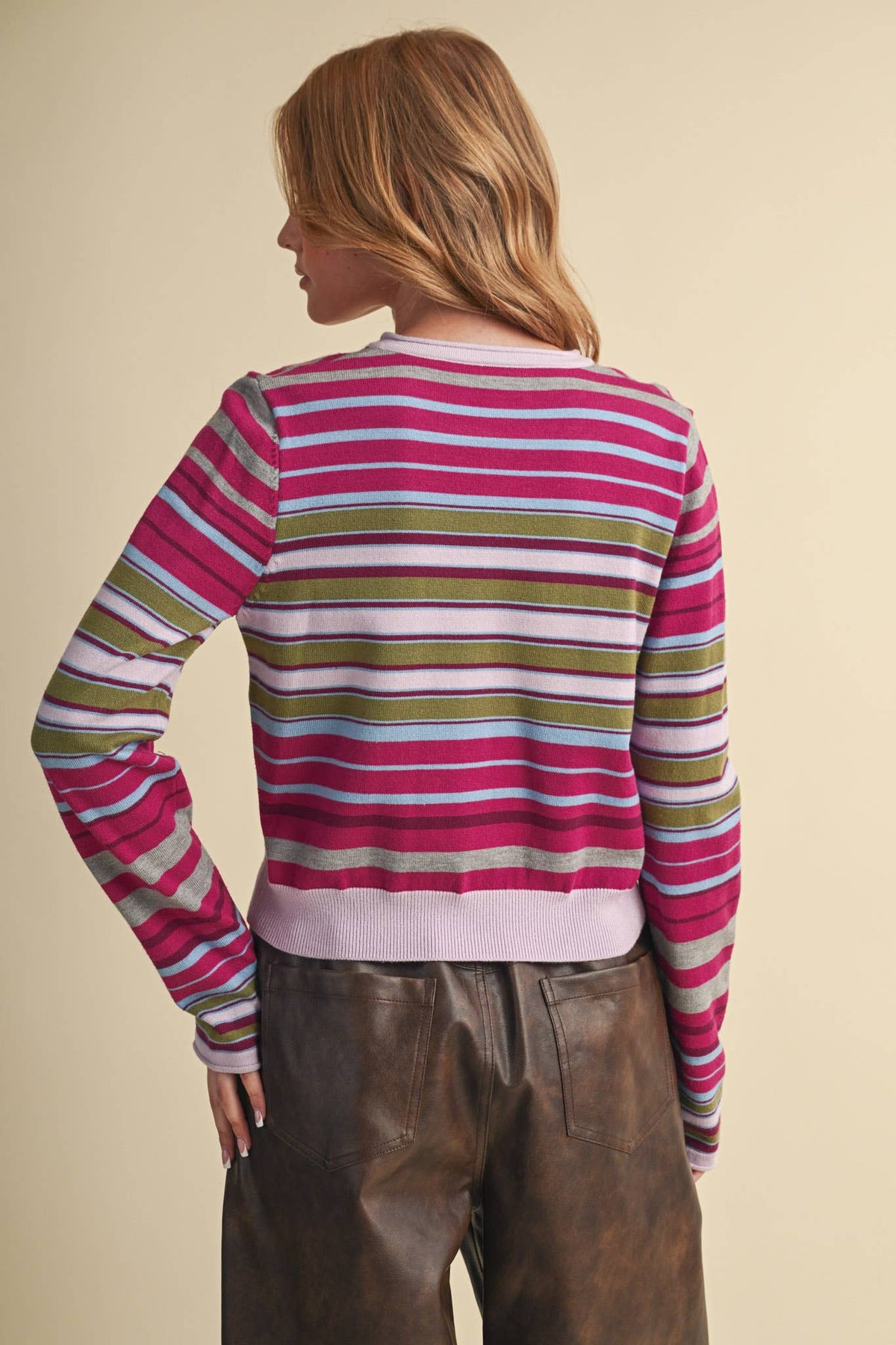 MUTLI-COLOR STRIPED SWEATER CARDIGAN MSW11313