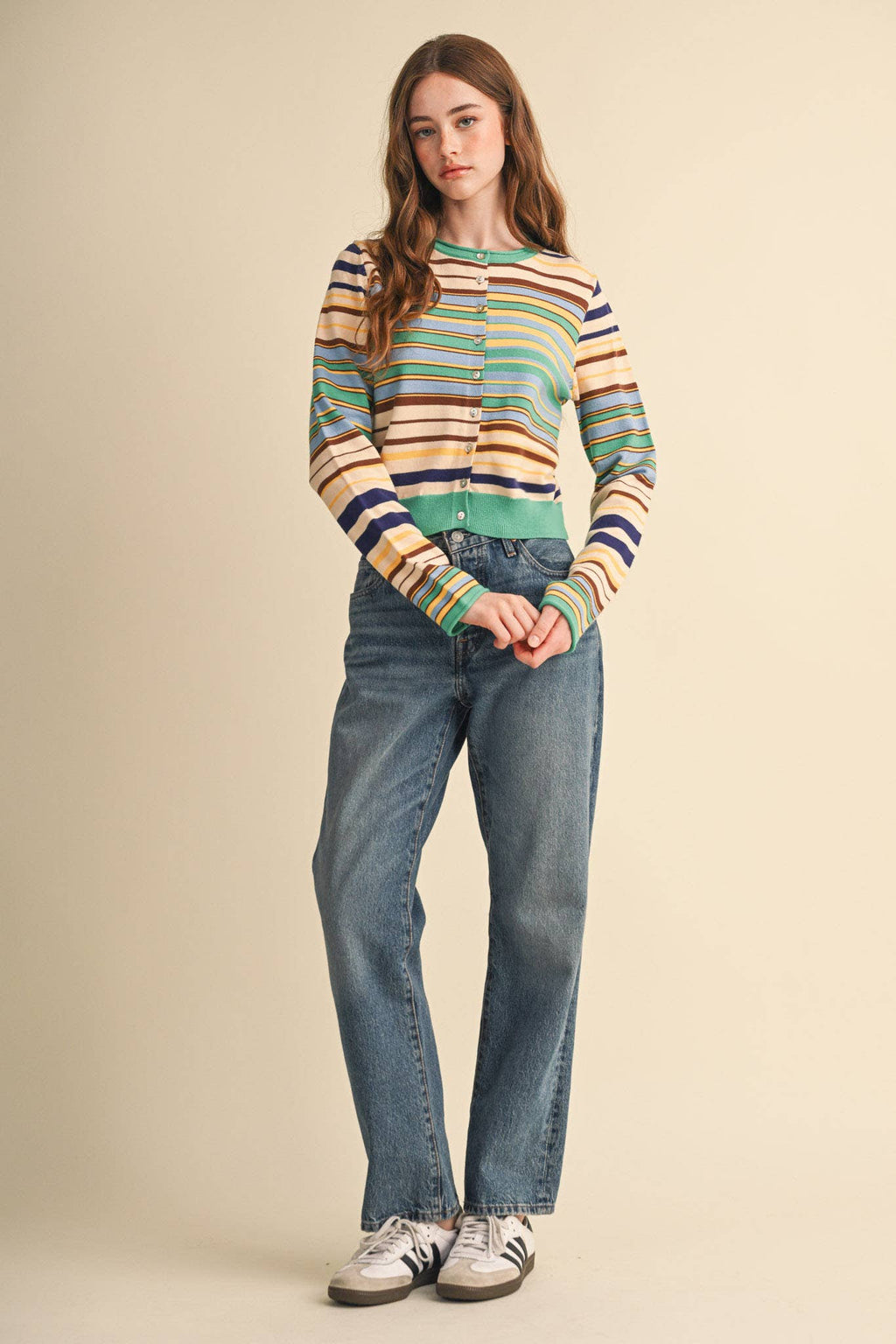 MUTLI-COLOR STRIPED SWEATER CARDIGAN MSW11313