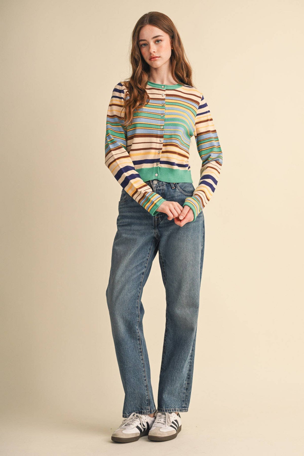 MUTLI-COLOR STRIPED SWEATER CARDIGAN MSW11313