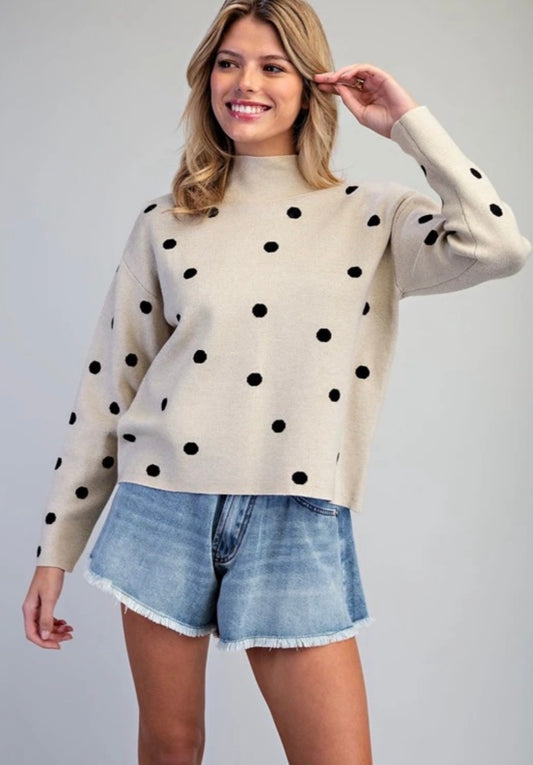 Polka dot Mock neck Sweater