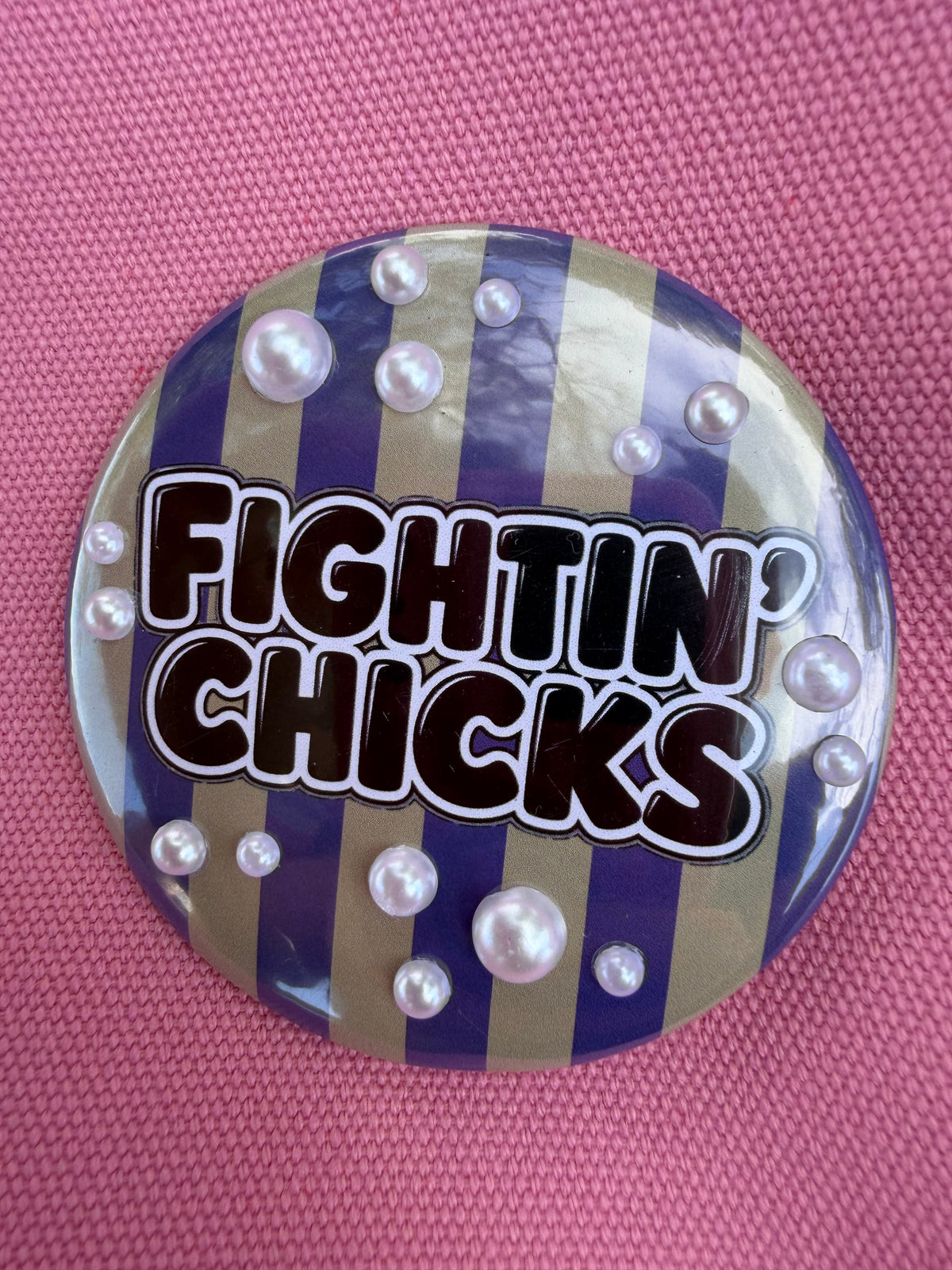 3" Stripe Fightin' Chick Button