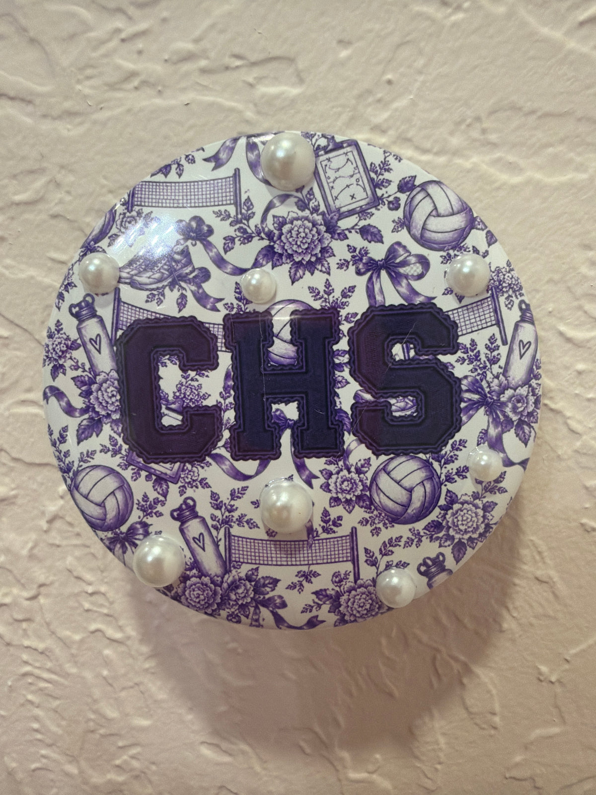 Volleyball CHS Purple w/ Pearls Button