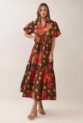 Floral Polka Dot Tiered Maxi Dress
