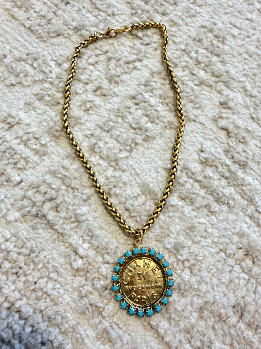 Chanel Paris Gold & Turquoise Necklace