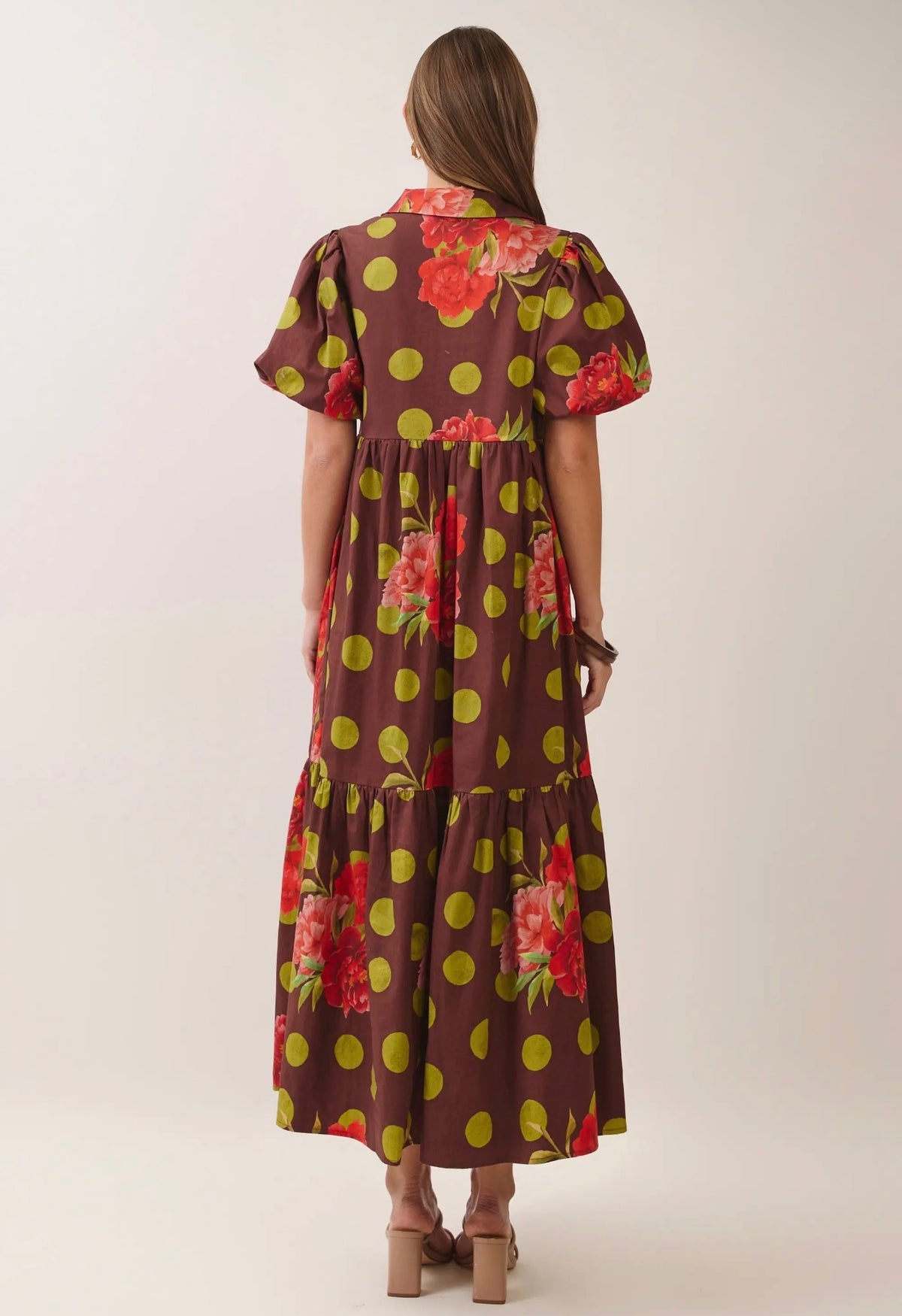 Floral Polka Dot Tiered Maxi Dress