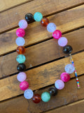 Pink, Brown & Green Bubble Necklace