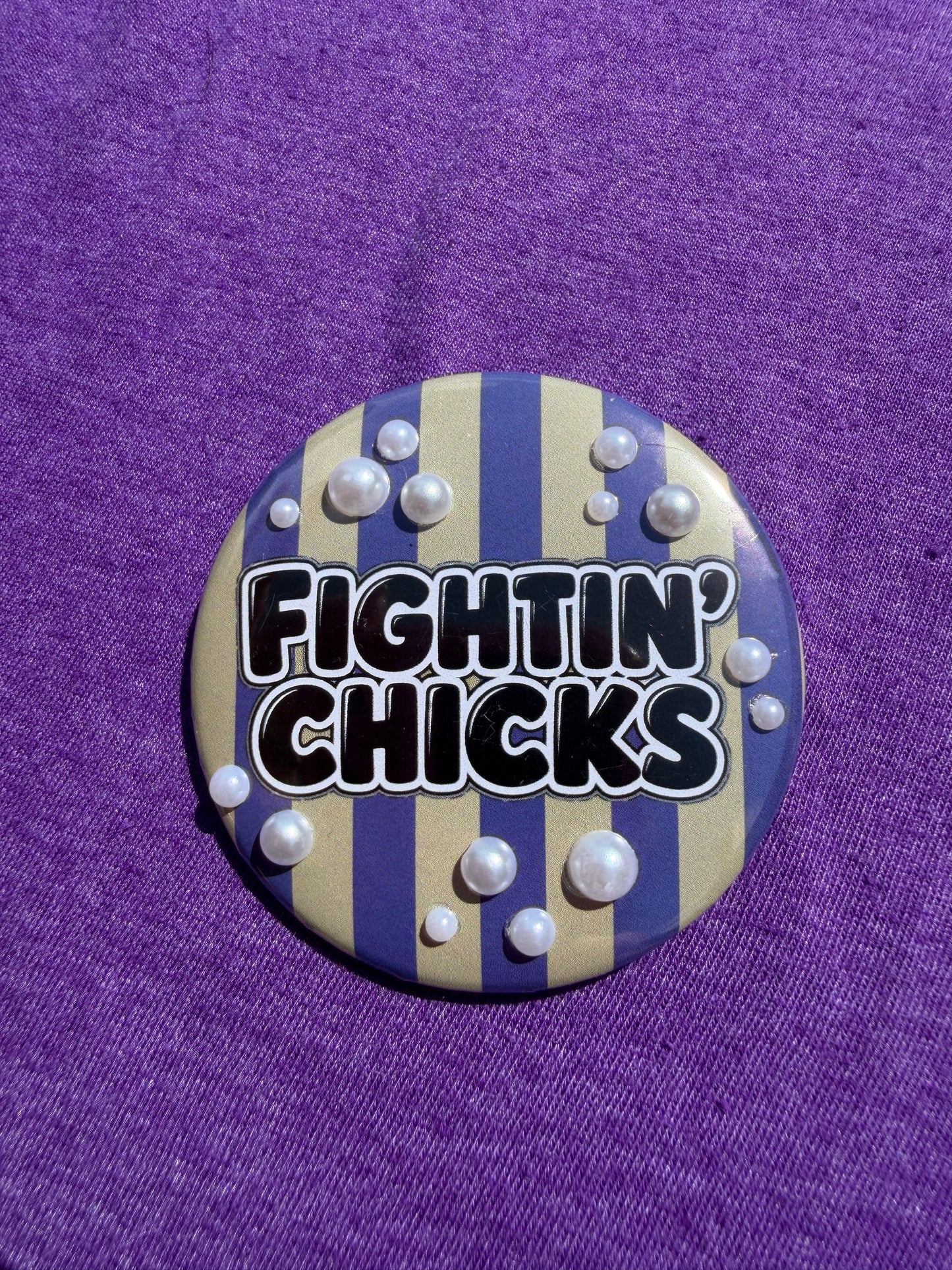 2.25" Stripe Fightin' Chick w/Pearls
