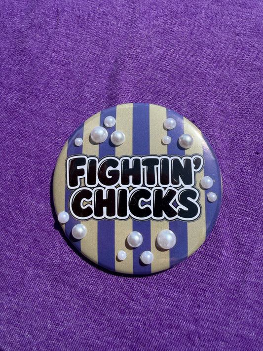 2.25" Stripe Fightin' Chick w/Pearls