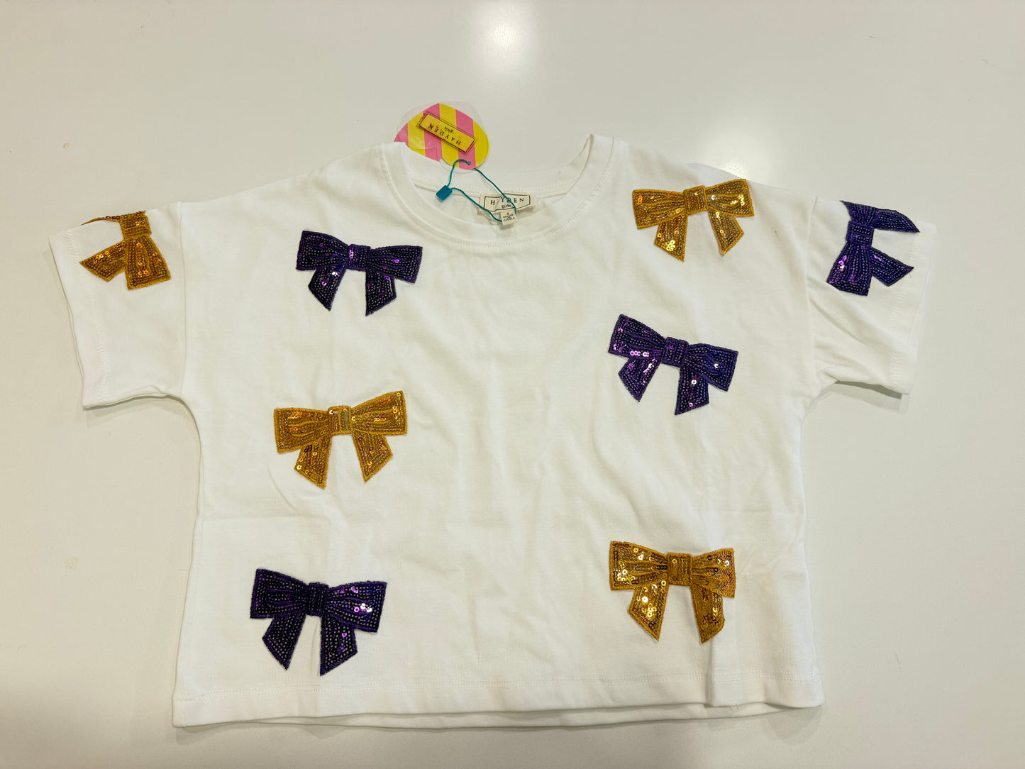 Gameday Sequin Bow Patched T Shirt