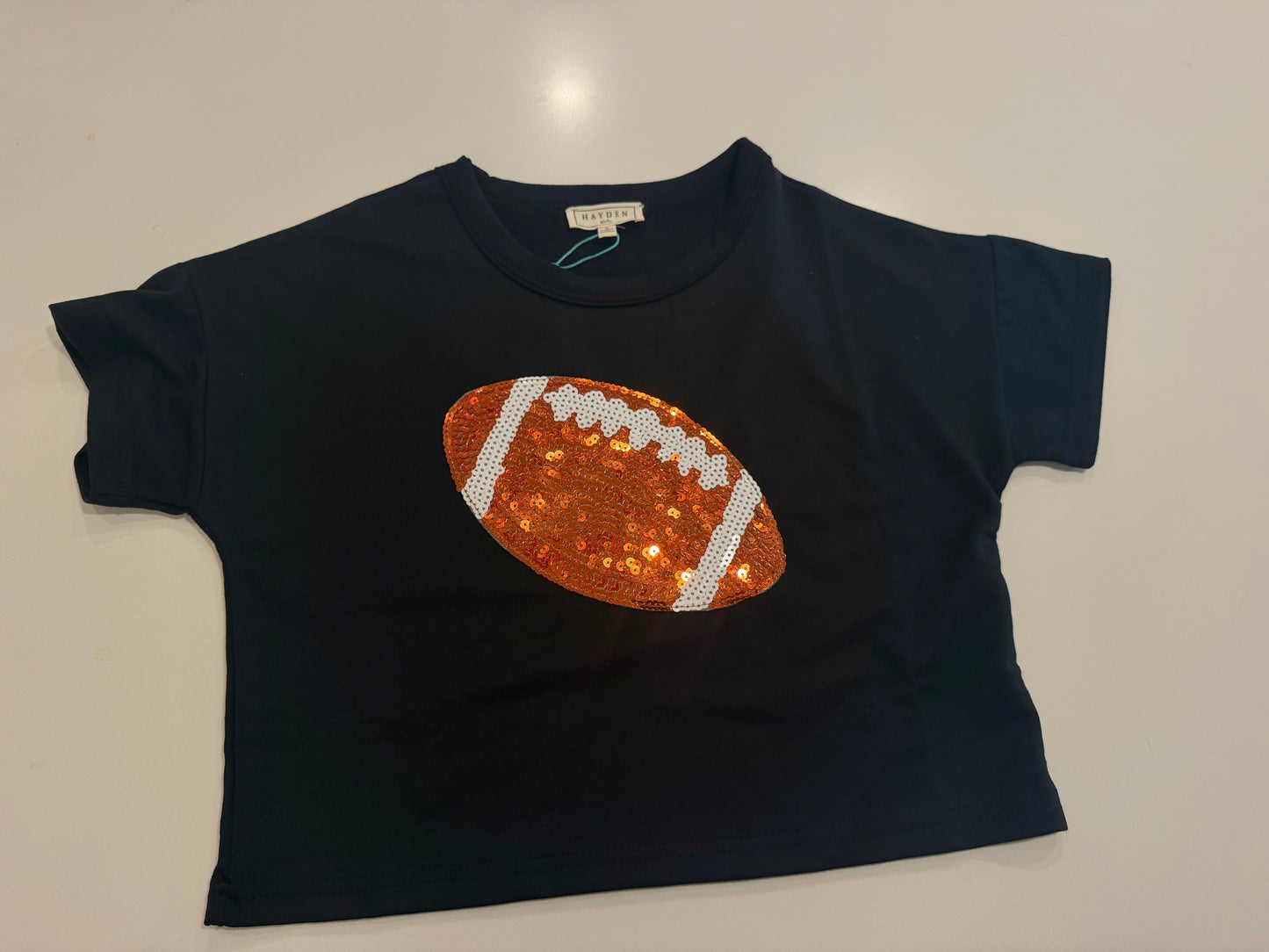 Gameday Sequin Football Patched T Shirt