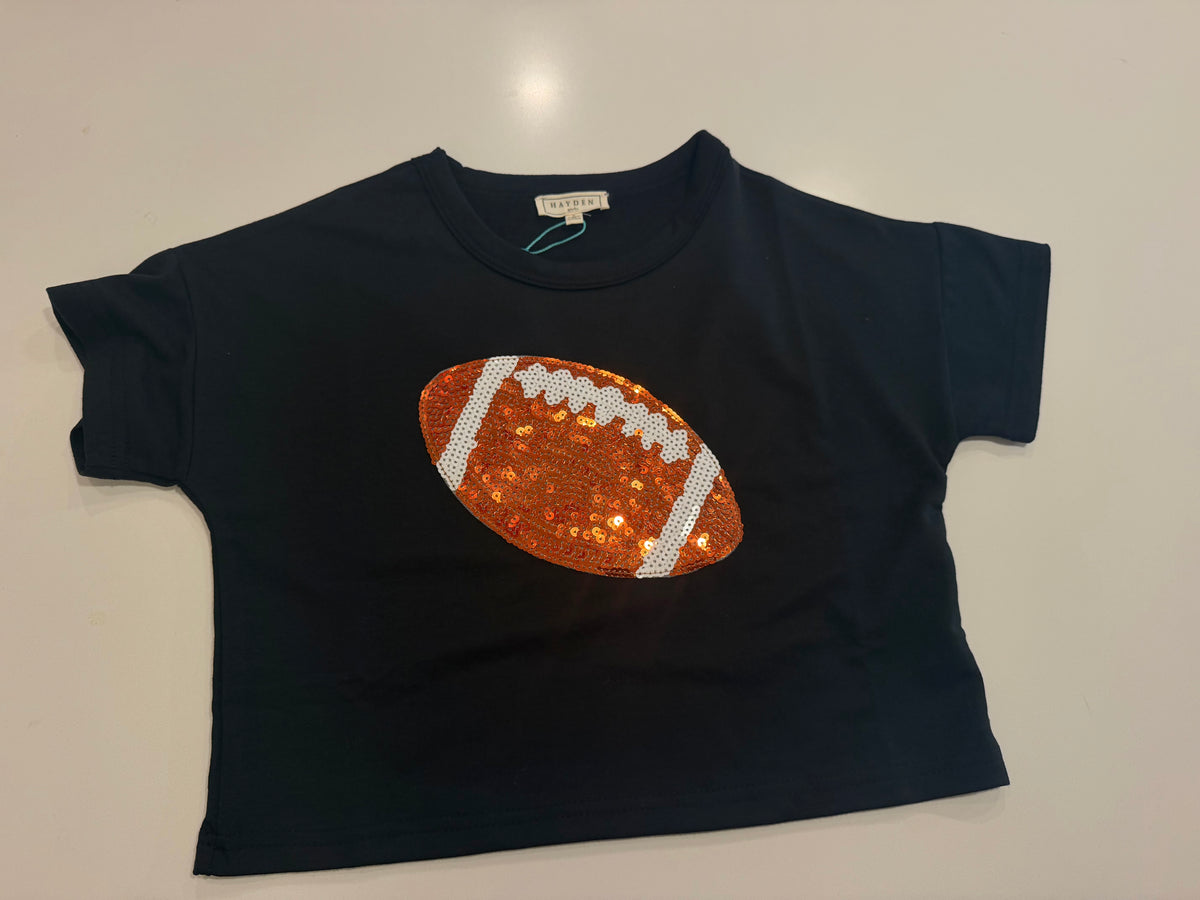Gameday Sequin Football Patched T Shirt