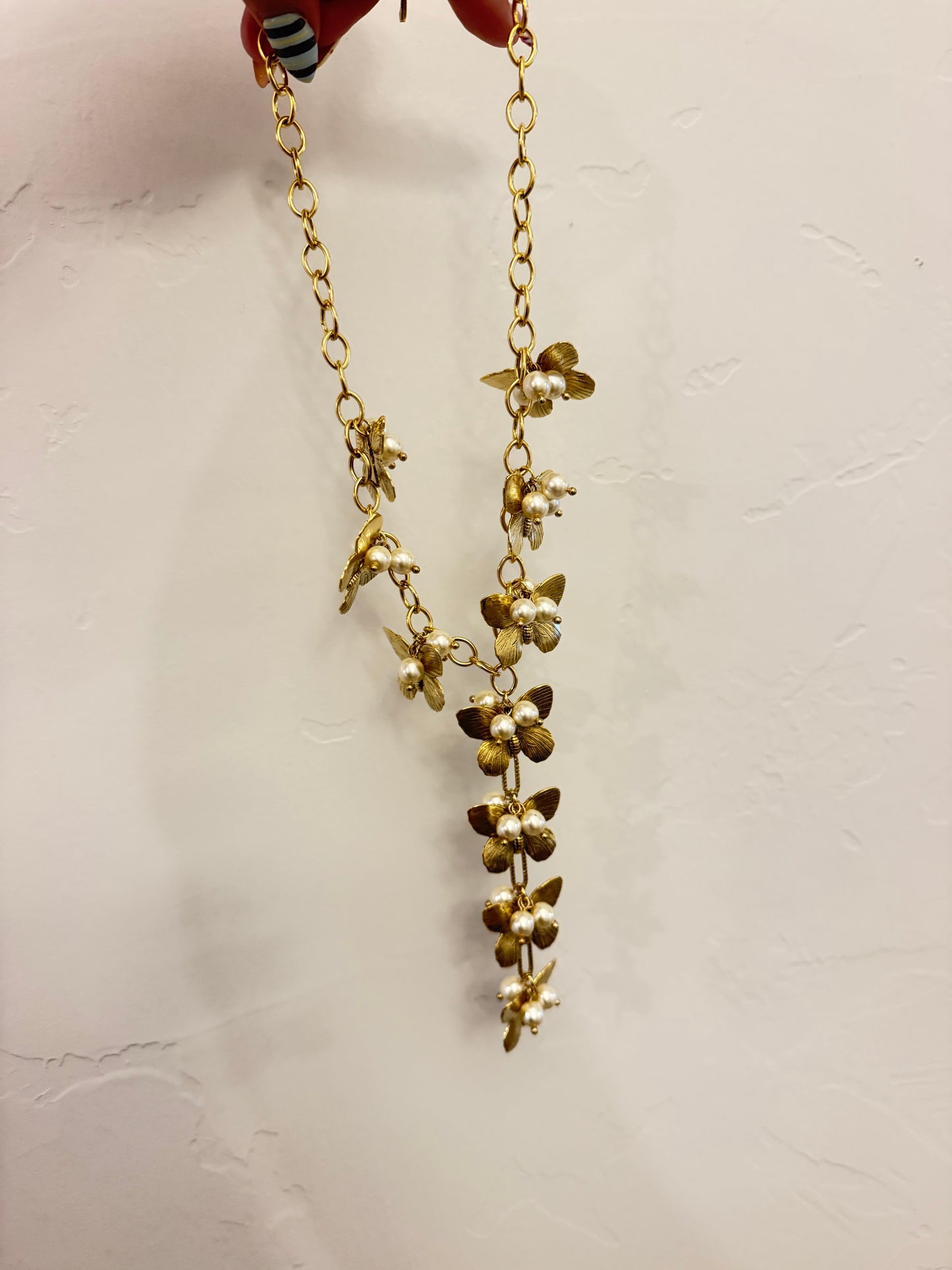 Gold & Pearl Butterfly Necklace