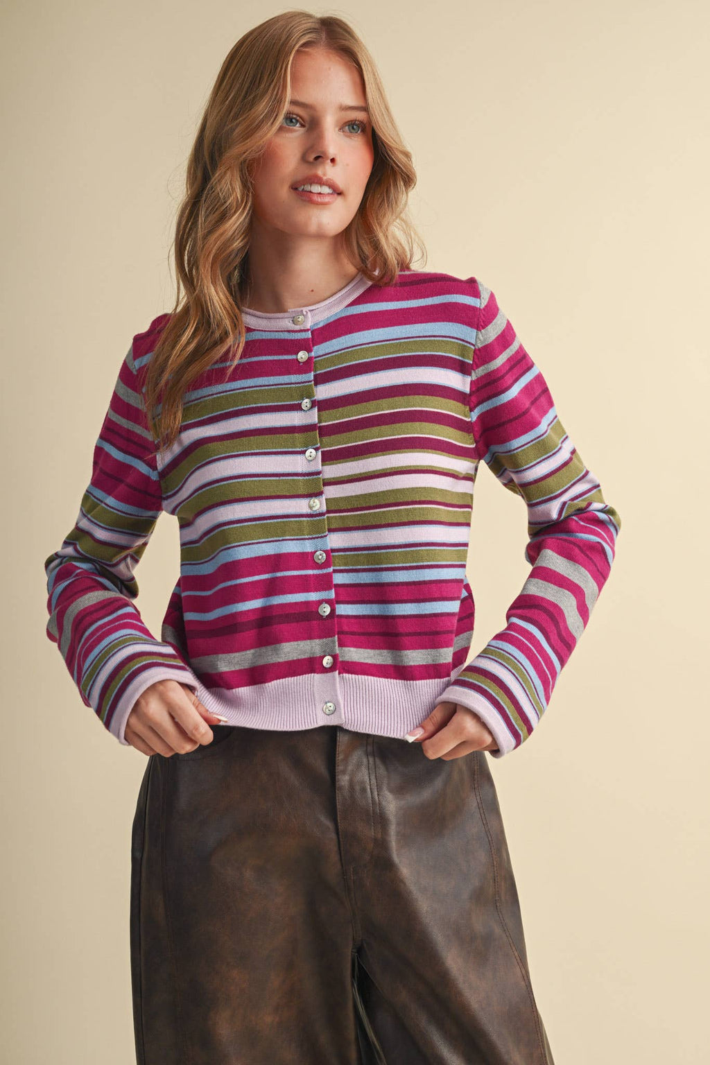 MUTLI-COLOR STRIPED SWEATER CARDIGAN MSW11313