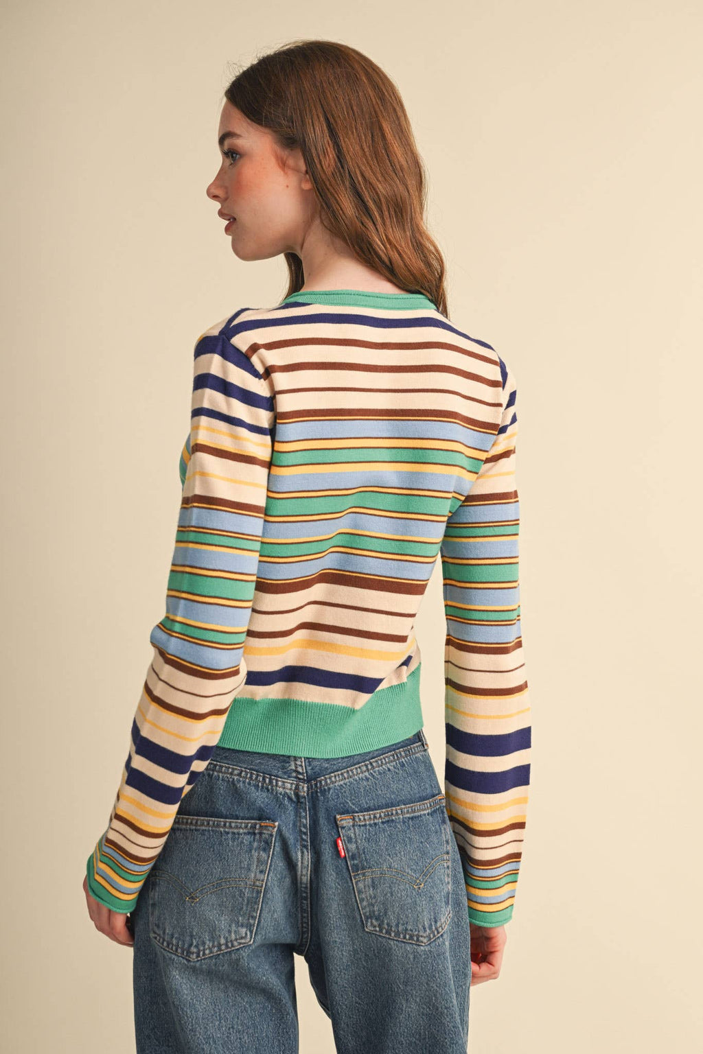 MUTLI-COLOR STRIPED SWEATER CARDIGAN MSW11313