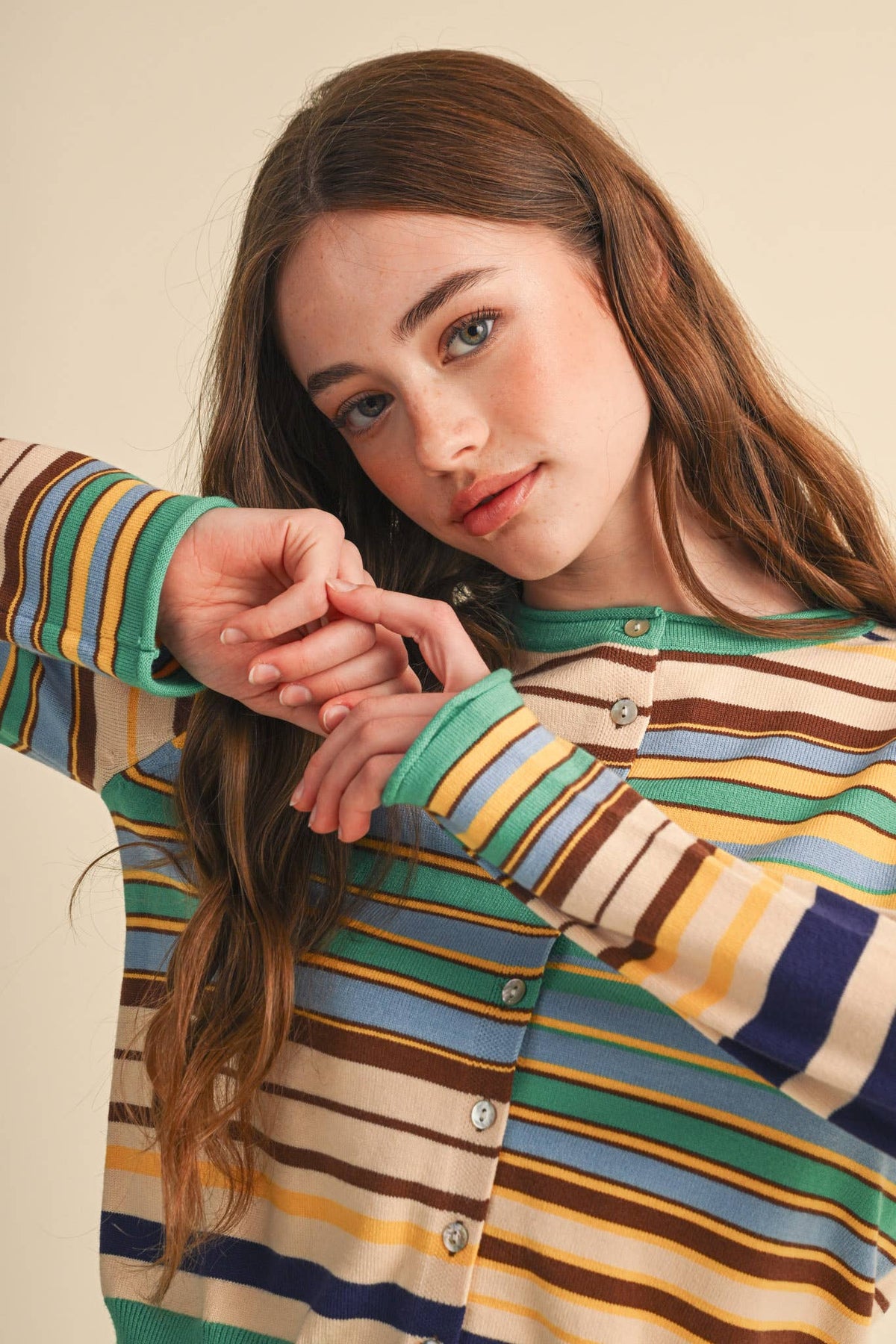 MUTLI-COLOR STRIPED SWEATER CARDIGAN MSW11313