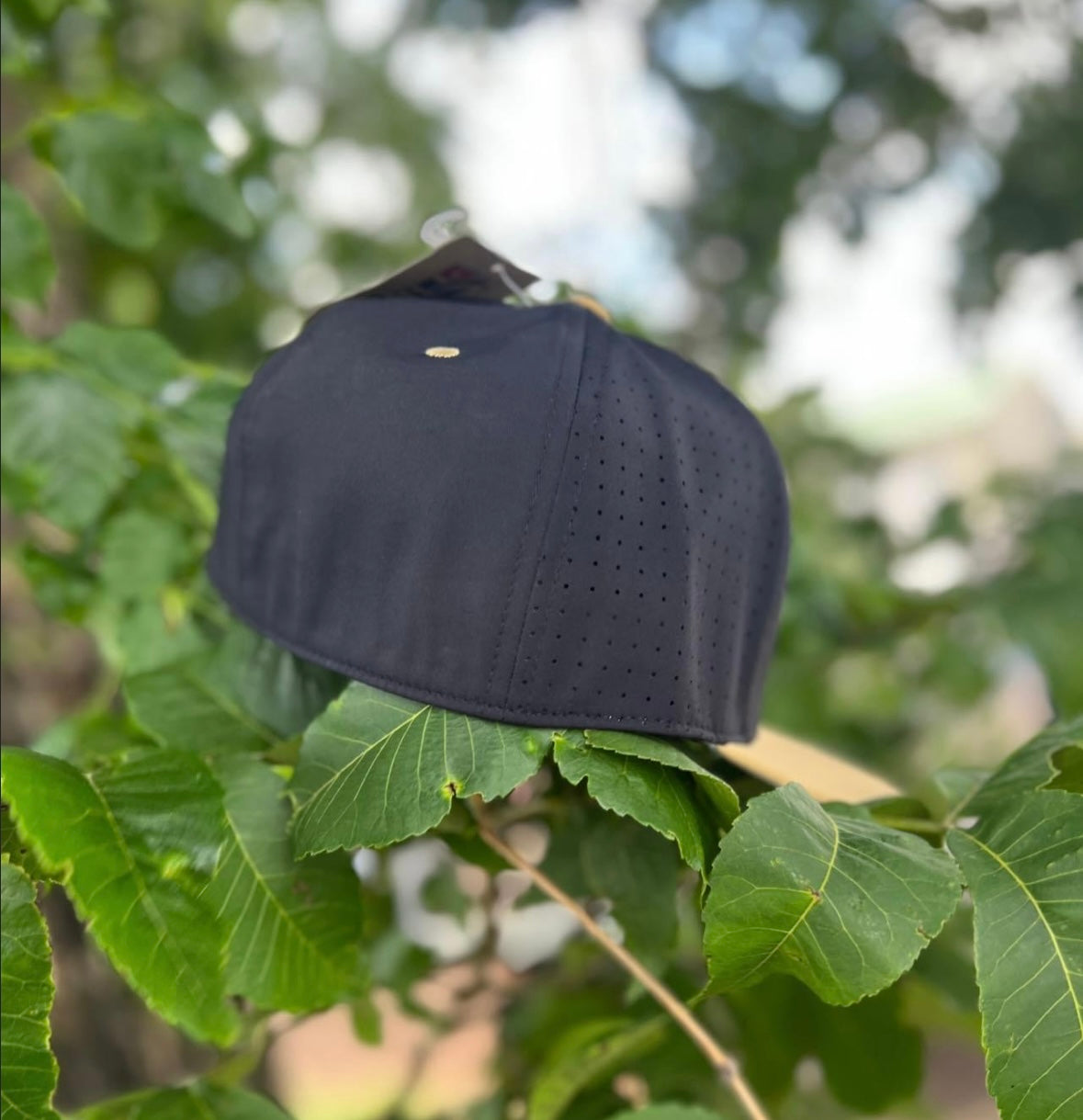 Black flat bill hat